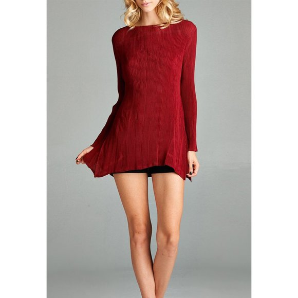 Red Pleated Mia Top - Picture 1 of 9